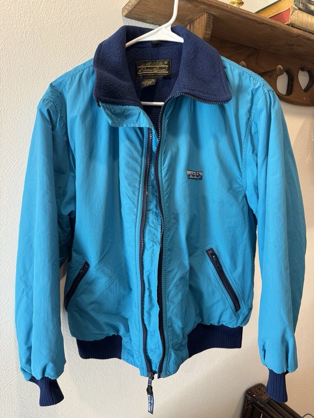 Vintage Eddie Bauer Women’s M Turquoise Fleece Lined Bomber Jacket Retro